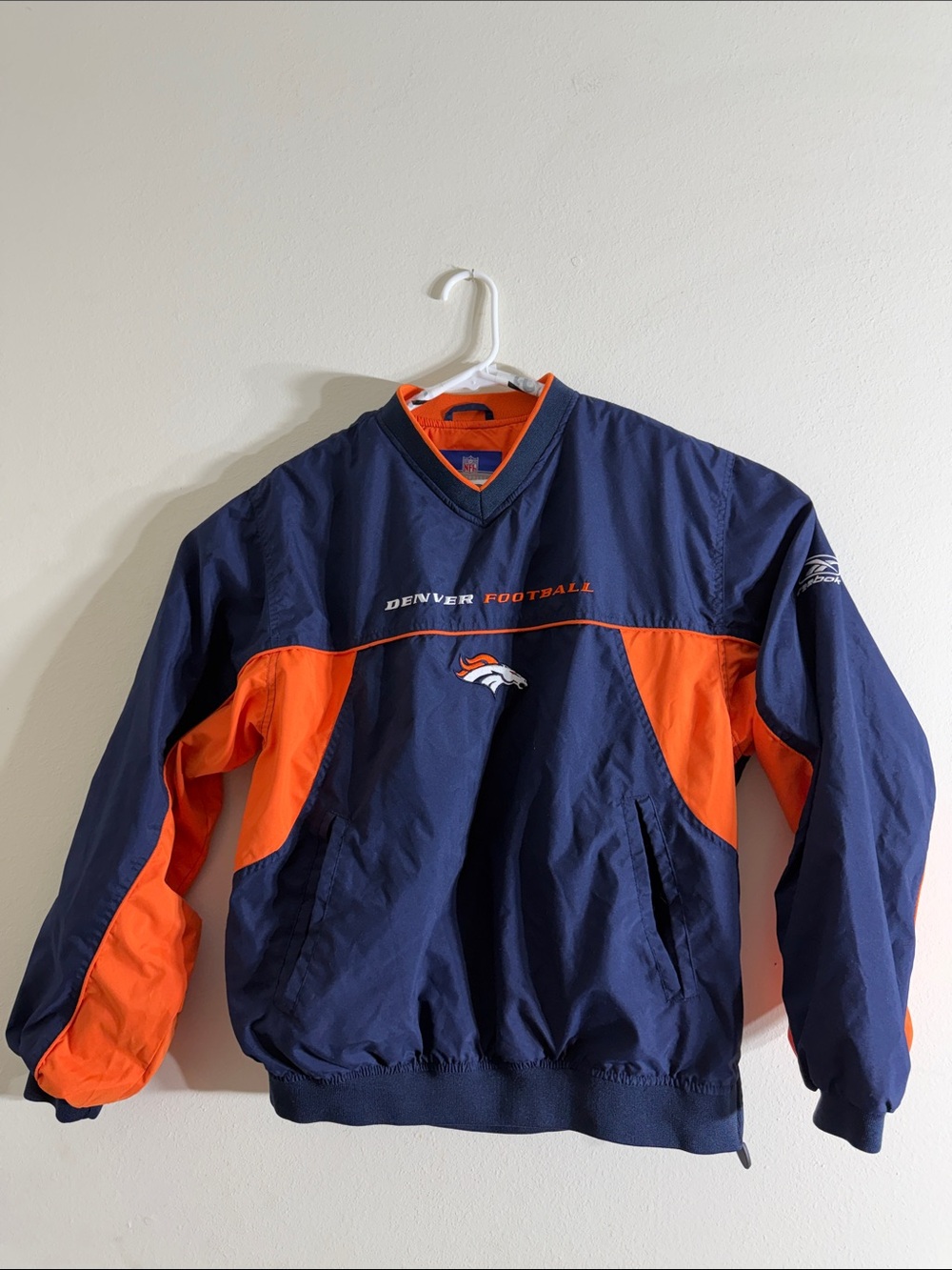 Reebok Navy & Orange Denver Broncos Pullover Windbreaker